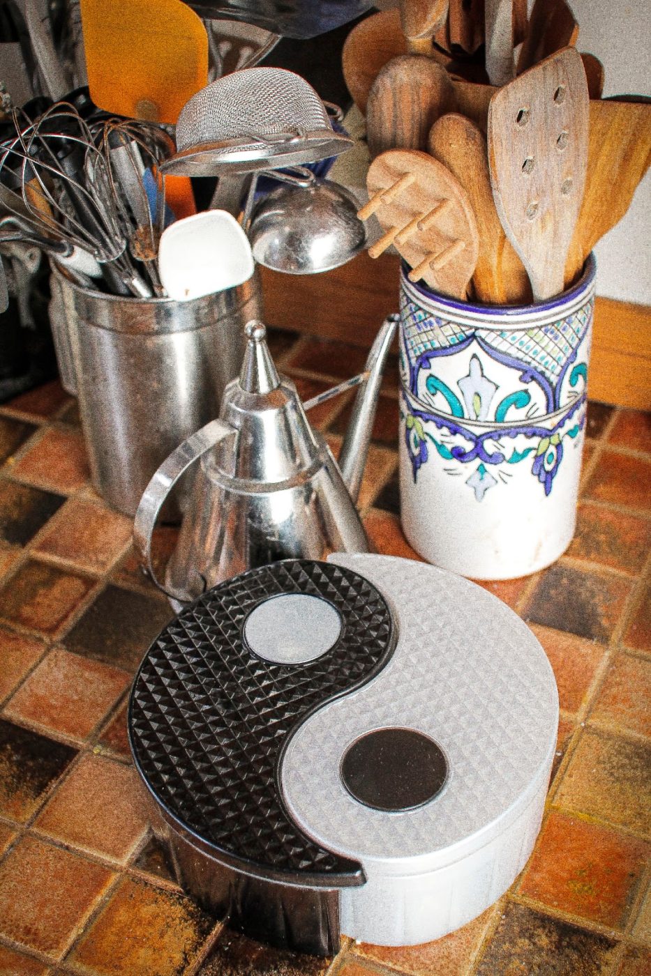 GitaDini Yin Yang Storage Bin on a kitchen counter
